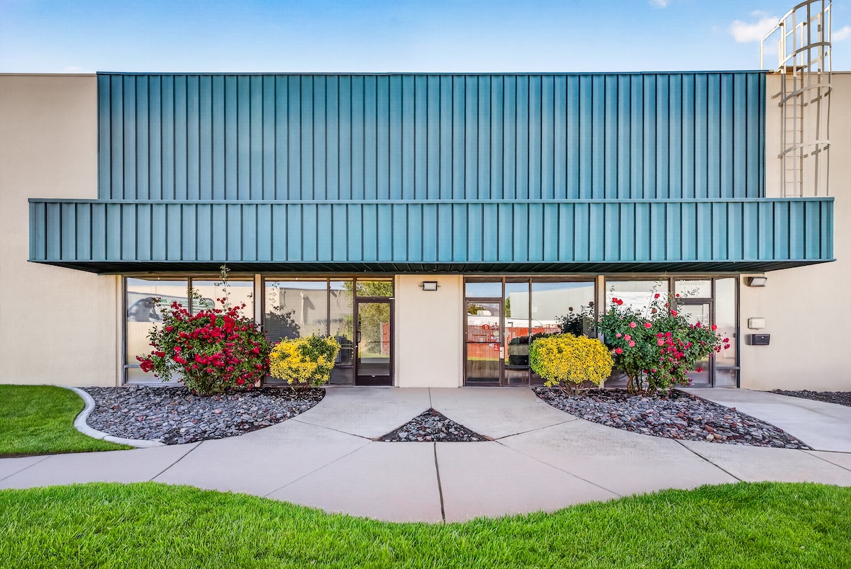 Commercial real estate buildings and surrounding landscape