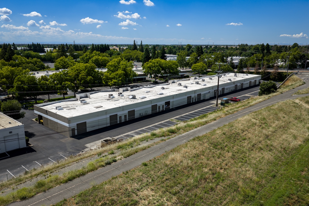 Commercial real estate buildings and surrounding landscape