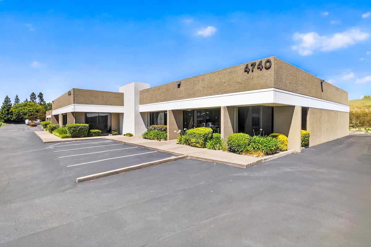 Commercial real estate buildings and surrounding landscape