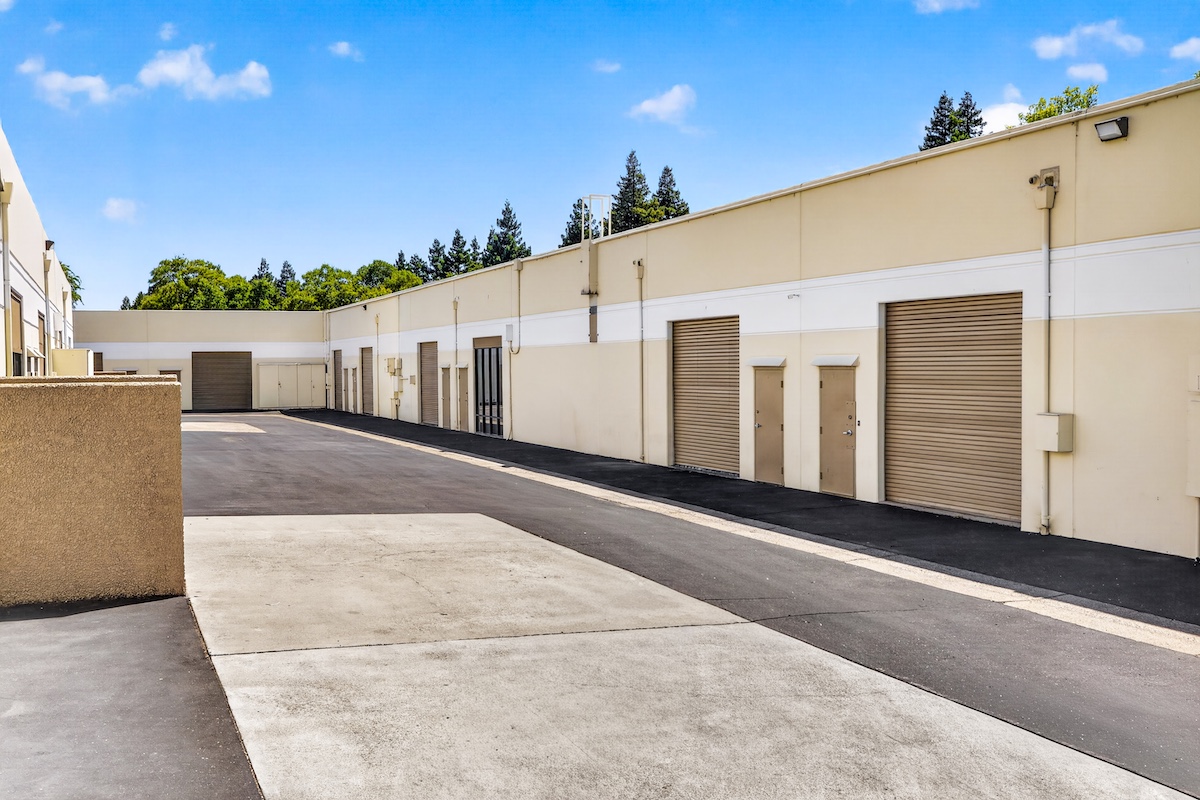 Commercial real estate buildings and surrounding landscape