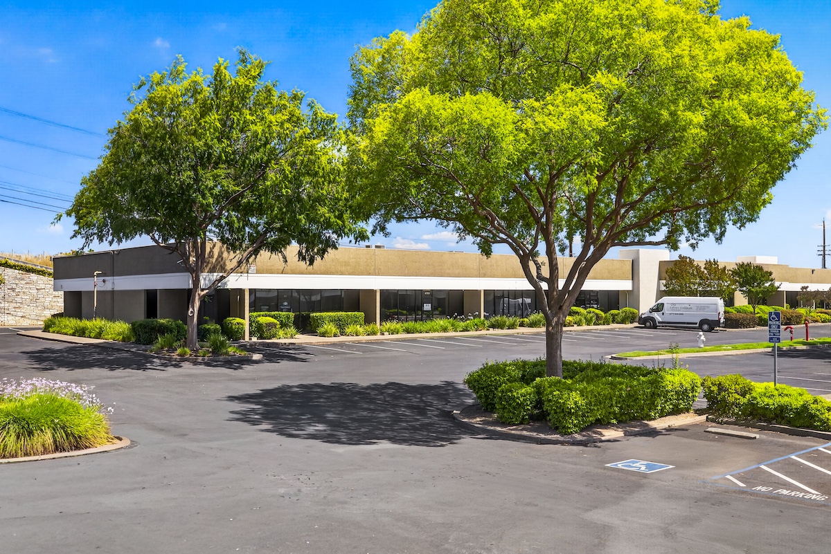 Commercial real estate buildings and surrounding landscape