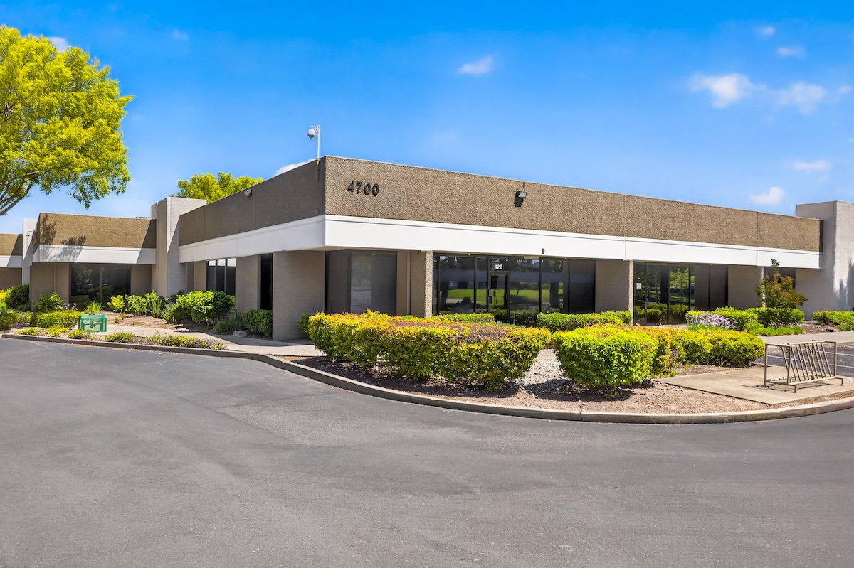 Commercial real estate buildings and surrounding landscape